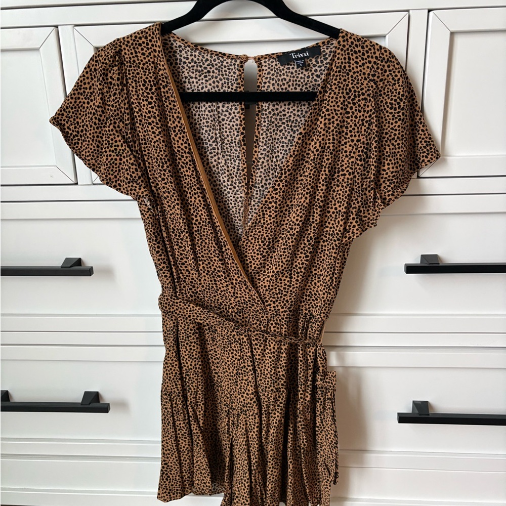 Trixxi Tan Leopard Print Dress